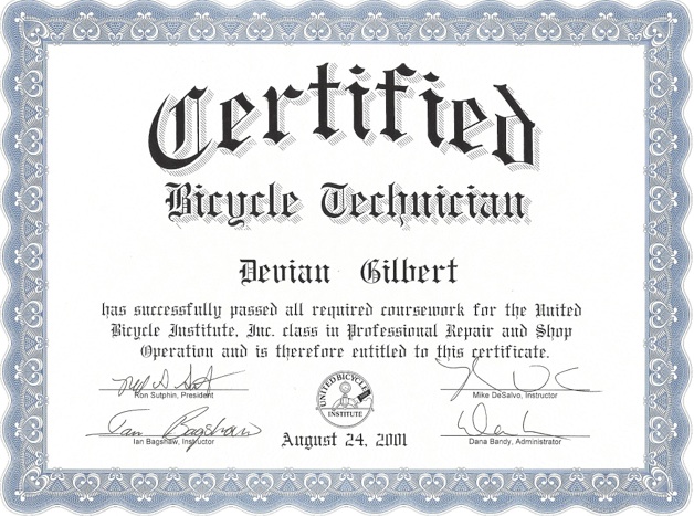 certified bike mechanic